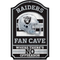 NFL Oakland Raiders 11-by-17 inch Fan Cave No Offseason Wood Sign