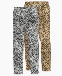 With a classic skinny fit and an exotic print, these leopard-print jeans from Freestyle add a wild look to her sweet style. With a classic skinny fit and an exotic print, these leopard-print jeans from Freestyle add a wild look to her sweet style.