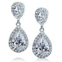 Bling Jewelry Pave CZ Teardrop Dangle Earrings Silver Tone Bling Jewelry Pave CZ Teardrop Dangle Earrings Silver Tone
