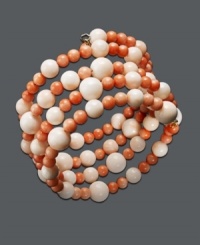 Splash your wrists with summertime color. A bright, wrap bracelet features multicolored coral beads (5-8 mm) and gold over sterling silver end pins. Splash your wrists with summertime color. A bright, wrap bracelet features multicolored coral beads (5-8 mm) and gold over sterling silver end pins.