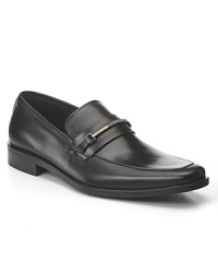 Classic black leather slide with Hugo Boss logo bit detail. Leather lined, leather sole. Classic black leather slide with Hugo Boss logo bit detail. Leather lined, leather sole.