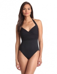 Gottex Women's Beach GoDDess Surplice Halter One Piece, Classic Black, 14