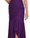 Kurt Thomas Women's Silk Chiffon Ruched Strapless Evening Gown 4 Amethyst