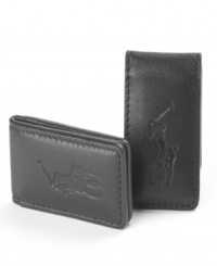 Streamline your silhouette. Lose the bulky wallet for this leather money clip from Polo Ralph Lauren. Streamline your silhouette. Lose the bulky wallet for this leather money clip from Polo Ralph Lauren.