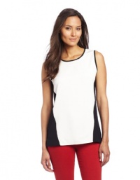 Calvin Klein Women's Sleeveless Colorblock Pullover, Ivory, Large