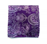 100% Silk Woven Plum Paisley Pocket Square