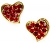 Adorable Gold Tone Sparkling Red Crystal Embellished Heart Stud 1/2 Stud Earrings