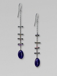A modern design with glass beads and glass embellished silver discs on a link chain. SilverGlassDrop, about 2.8Hook backMade in Italy A modern design with glass beads and glass embellished silver discs on a link chain. SilverGlassDrop, about 2.8Hook backMade in Italy