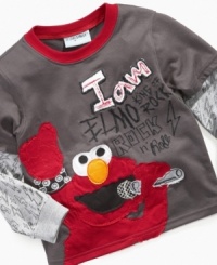 Suit up your little superstar in this adorable Elmo tee from Nannette. This top has a cool layered look and graphics that totally rock! Suit up your little superstar in this adorable Elmo tee from Nannette. This top has a cool layered look and graphics that totally rock!