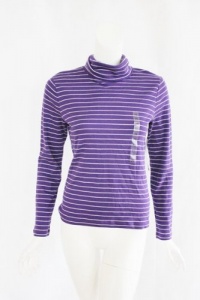 Jones New York Womens Purple Stripe Turtleneck Cotton Knit Top PS Jones New York Womens Purple Stripe Turtleneck Cotton Knit Top PS