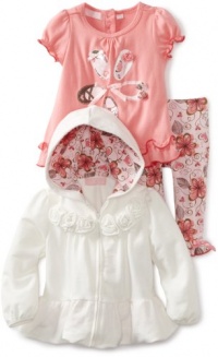 Kids Headquarters Baby-girls Infant Cream Jacket with Pink Short Sleeve Tee and Printed Leggings, Cream, 24 Months Kids Headquarters Baby-girls Infant Cream Jacket with Pink Short Sleeve Tee and Printed Leggings, Cream, 24 Months
