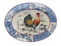 Certified International Lille Rooster Oval Platter, 16-Inch by 12-Inch Certified International Lille Rooster Oval Platter, 16-Inch by 12-Inch