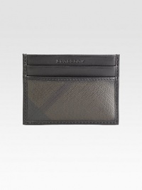 A slim-line case with iconic check design.Two card slotsPVC/Leather4¼ x 3Made in Italy A slim-line case with iconic check design.Two card slotsPVC/Leather4¼ x 3Made in Italy