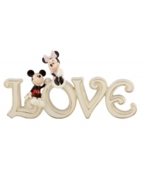 True love found. Minnie and Mickey Mouse share a special moment in this gold-banded porcelain figurine from Lenox. A sweet gift for your favorite Disney fan. True love found. Minnie and Mickey Mouse share a special moment in this gold-banded porcelain figurine from Lenox. A sweet gift for your favorite Disney fan.