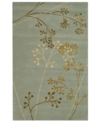 Slip into a more comfortable space. This simple, serene area rug is accented with viscose for a silky soft feel. Plush New Zealand wool is hand-tufted in a quiet design of flowering branches, bringing gentle charm into your home. Slip into a more comfortable space. This simple, serene area rug is accented with viscose for a silky soft feel. Plush New Zealand wool is hand-tufted in a quiet design of flowering branches, bringing gentle charm into your home.