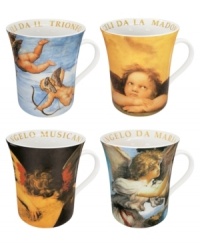 Heaven sent, the Angel mugs from Konitz make a masterpiece of every cup in fuss-free porcelain that recreates four classical paintings. Heaven sent, the Angel mugs from Konitz make a masterpiece of every cup in fuss-free porcelain that recreates four classical paintings.