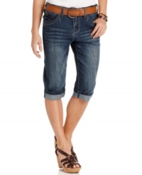 Casual chic is a cinch with Earl Jean's petite capris, featuring fashionable whiskering and fading and complete with a matching belt! (Clearance) Casual chic is a cinch with Earl Jean's petite capris, featuring fashionable whiskering and fading and complete with a matching belt! (Clearance)
