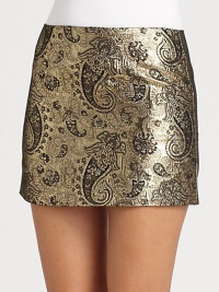 A trend-smart brocade print updates this glistening metallic mini. Waist dartsFlat frontCenter back zipAbout 15 longViscose/polyester/lurexDry cleanImported Model shown is 5'10 (178cm) wearing US size 4. A trend-smart brocade print updates this glistening metallic mini. Waist dartsFlat frontCenter back zipAbout 15 longViscose/polyester/lurexDry cleanImported Model shown is 5'10 (178cm) wearing US size 4.