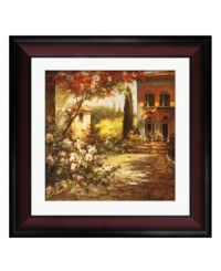 Escape to sunny Tuscany. A stone path leads the way to a quaint Italian villa in this heavenly art print. Flourishing pink roses, auburn leaves and statuesque cypress trees create a lush, inviting scene. Escape to sunny Tuscany. A stone path leads the way to a quaint Italian villa in this heavenly art print. Flourishing pink roses, auburn leaves and statuesque cypress trees create a lush, inviting scene.