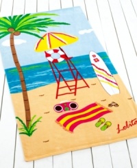 The beach towel of your dreams is here! Featuring a whimsical scene of a tropical escape, this Lolita towel takes you away, no matter where you are. The beach towel of your dreams is here! Featuring a whimsical scene of a tropical escape, this Lolita towel takes you away, no matter where you are.