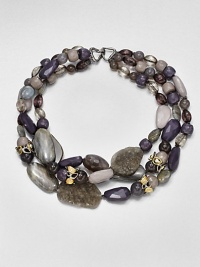 From the Elements Siyabona Collection. A rich array of semiprecious stones in a variety of shapes and sizes, with sparks of Swarovski crystals and resin, creates an intriguing palette in this bold, beaded design.CrystalLabradorite, grey agate, pyrite and quartzResinGoldtone and ruthenium plate Length, about 18Hook claspMade in USA From the Elements Siyabona Collection. A rich array of semiprecious stones in a variety of shapes and sizes, with sparks of Swarovski crystals and resin, creates an intriguing palette in this bold, beaded design.CrystalLabradorite, grey agate, pyrite and quartzResinGoldtone and ruthenium plate Length, about 18Hook claspMade in USA