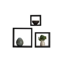 Melannco Black Square Shelves, Set of 3