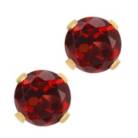 1.30 Ct Round Red Garnet 14K Yellow Gold Stud Earrings