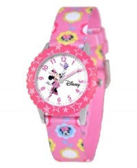 Pretty polka dots and bows! Help your kids stay on time with this fun Time Teacher watch from Disney. Featuring iconic character Minnie Mouse, the hour and minute hands are clearly labeled for easy reading. Pretty polka dots and bows! Help your kids stay on time with this fun Time Teacher watch from Disney. Featuring iconic character Minnie Mouse, the hour and minute hands are clearly labeled for easy reading.
