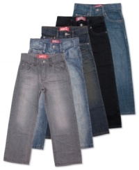 This straight-leg Levi's® jean has a relaxed fit that sits at the waist with room at the thigh and a 16.25 leg opening. It's perfect for everyday comfort! This straight-leg Levi's® jean has a relaxed fit that sits at the waist with room at the thigh and a 16.25 leg opening. It's perfect for everyday comfort!