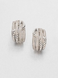 From the Labyrinth Collection. An intriguing looped design in sleek sterling silver accented with sparkling diamonds. Diamonds, .88 tcwSterling silverPost backImported From the Labyrinth Collection. An intriguing looped design in sleek sterling silver accented with sparkling diamonds. Diamonds, .88 tcwSterling silverPost backImported