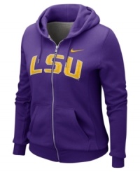 Spread the spirit and cheer on your favorite team with this NCAA LSU Tigers hoodie from Nike. Spread the spirit and cheer on your favorite team with this NCAA LSU Tigers hoodie from Nike.