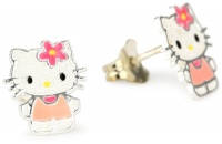 Hello Kitty Girl's Sterling Silver Enamel Stud Earrings and Gift Box Hello Kitty Girl's Sterling Silver Enamel Stud Earrings and Gift Box