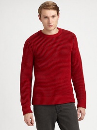 A textured waffle knit adds definition and visual appeal to a classic silhouette shaped in lightweight wool, making it easy to layer over woven shirts and tees.CrewneckRibbed knit collar, cuffs and hemWoolDry cleanImported A textured waffle knit adds definition and visual appeal to a classic silhouette shaped in lightweight wool, making it easy to layer over woven shirts and tees.CrewneckRibbed knit collar, cuffs and hemWoolDry cleanImported