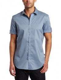 Calvin Klein Sportswear Men's Short Sleeve Roll Up Printed Poplin Woven Shirt Calvin Klein Sportswear Men's Short Sleeve Roll Up Printed Poplin Woven Shirt