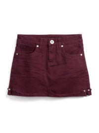 GUESS Kids Girls Overdye Denim Beverly Skirt, PLUM (7)