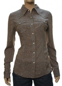 True Religion Women's Mick Lawn Western Rose Pattern Blouse Brown-Medium True Religion Women's Mick Lawn Western Rose Pattern Blouse Brown-Medium