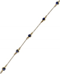 Ward off evil spirits and bring in loads of good luck. Studio Silver's Evil Eye bracelet features colorful stations crafted from glass. Chain and setting crafted in 18k gold over sterling silver. Approximate length: 7-1/2 inches.