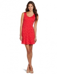 Trixxi Juniors Cap Sleeve Lace Dress, Coral, Large Trixxi Juniors Cap Sleeve Lace Dress, Coral, Large