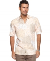 Fall into easy style with this leaf-print patterned shirt from Cubavera. Fall into easy style with this leaf-print patterned shirt from Cubavera.