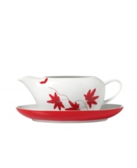 Sprinkle your table with vibrant red flowers with the light and breezy Pure Red gravy boat from Mikasa. The classic shape makes this dinnerware and dishes collection ideal for everyday use while the airy, organic design also makes a festive dinner party set. Sprinkle your table with vibrant red flowers with the light and breezy Pure Red gravy boat from Mikasa. The classic shape makes this dinnerware and dishes collection ideal for everyday use while the airy, organic design also makes a festive dinner party set.