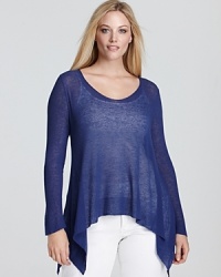 A brilliant blue emboldens the easy silhouette of this Eileen Fisher top, while a sheer linen blend adds a flirtatious edge. Team with white denim for effortless summer style. A brilliant blue emboldens the easy silhouette of this Eileen Fisher top, while a sheer linen blend adds a flirtatious edge. Team with white denim for effortless summer style.