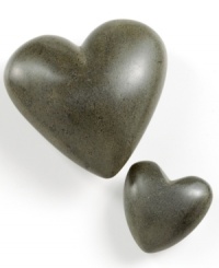 A heavy heart to behold, this simple paper weight is made of Haitian soapstone that's been found at a river, then chiseled and sanded by hand. Show your desk some love or fill a bowl with hearts to create an unconventional centerpiece. A heavy heart to behold, this simple paper weight is made of Haitian soapstone that's been found at a river, then chiseled and sanded by hand. Show your desk some love or fill a bowl with hearts to create an unconventional centerpiece.