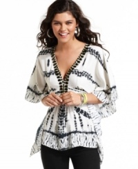 Rampage marries serene, tie-dye print with floaty design on a kaftan-style top that evokes faraway places! Rampage marries serene, tie-dye print with floaty design on a kaftan-style top that evokes faraway places!