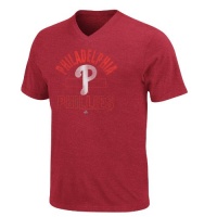 MLB Mens Philadelphia Phillies Game Day Weathered Athletic Red Pepper Heather Short Sleeve V-Neck Tee By Majestic MLB Mens Philadelphia Phillies Game Day Weathered Athletic Red Pepper Heather Short Sleeve V-Neck Tee By Majestic