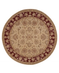 A deep maroon border offers a refreshing pop of color on this sophisticated area rug. Meticulously handcrafted with soft wool pile, and highlighted with lustrous silk accents, this elegant addition to the Nourison 2000 collection lends a fashionable look to both casual and refined spaces. A deep maroon border offers a refreshing pop of color on this sophisticated area rug. Meticulously handcrafted with soft wool pile, and highlighted with lustrous silk accents, this elegant addition to the Nourison 2000 collection lends a fashionable look to both casual and refined spaces.