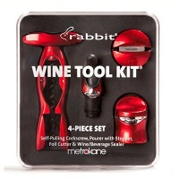 Metrokane Rabbit Wine Tool Kit, Metallic Red, 4-Piece Metrokane Rabbit Wine Tool Kit, Metallic Red, 4-Piece