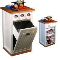 Venture Horizon 4124-11WH Butcher Block Bin Kitchen Island, White Venture Horizon 4124-11WH Butcher Block Bin Kitchen Island, White