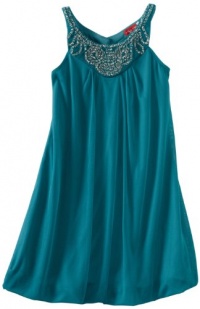 Ruby Rox Kids Girls 7-16 Trapeze W Neck Trim Dress, Teal/Gold, Large Ruby Rox Kids Girls 7-16 Trapeze W Neck Trim Dress, Teal/Gold, Large