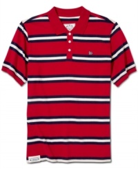 Straighten up your casual style with this sharp striped polo shirt from LRG. Straighten up your casual style with this sharp striped polo shirt from LRG.