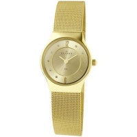 Skagen Women's 233XSGGG2 Denmark Goldtone Mesh Gold Dial Watch Skagen Women's 233XSGGG2 Denmark Goldtone Mesh Gold Dial Watch